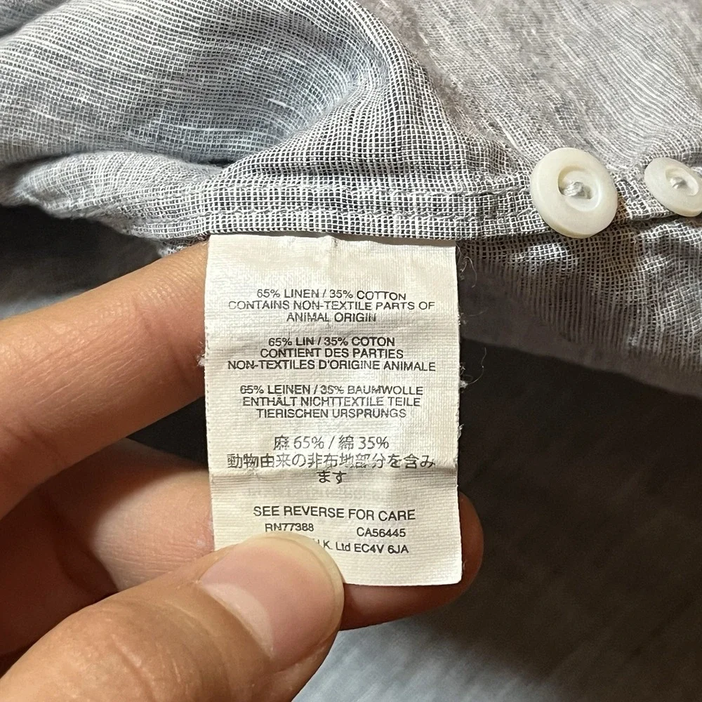 J Crew Shirt Mens XLT Tall Button Down Blue Chambray Baird McNutt Irish Linen
